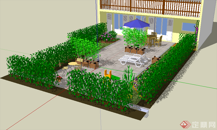 某现代风格庭院花园景观设计SU模型素材2(2)