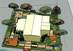某住宅庭院景观设计SU(草图大师)模型1