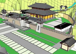 某佛寺建筑规划设计SU(草图大师)模型