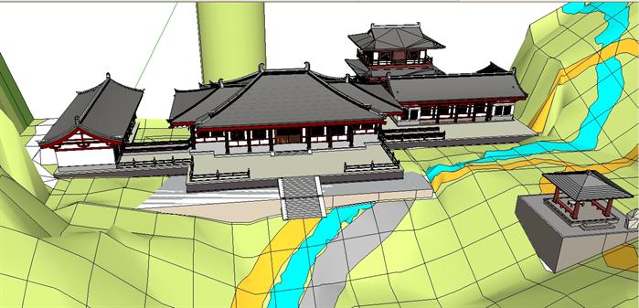某佛寺建筑规划设计SU模型