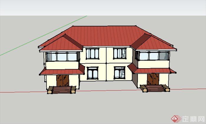 某现代风格独栋别墅建筑设计SU模型素材61(1)