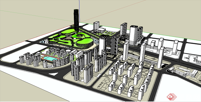 某现代风格城市规划设计SU模型素材(2)
