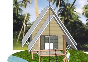 某东南亚单层住宅建筑设计SU(草图大师)模型
