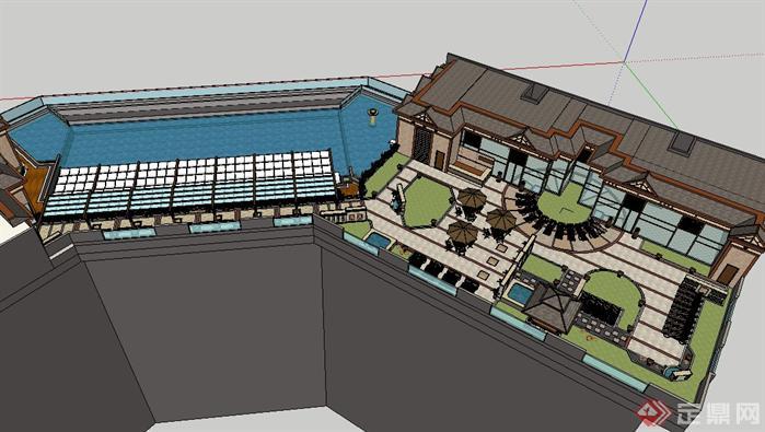 某商业建筑屋顶规划设计SU模型(1)