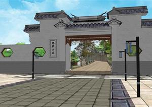 某新中式风格居住山庄建筑设计SU(草图大师)模型素材