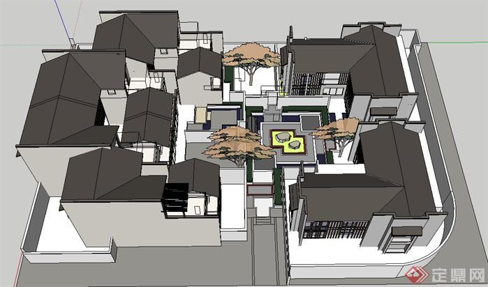 某日式别墅区建筑设计SU模型1(1)
