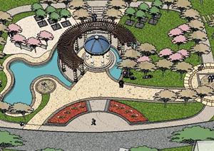 某住宅区入口广场景观设计SU(草图大师)模型
