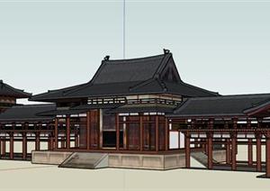 某古典中式寺庙、廊设计方案SU(草图大师)模型