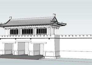 某古典中式城门设计方案SU(草图大师)模型