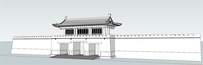 某古典中式城门设计方案su模型(1)