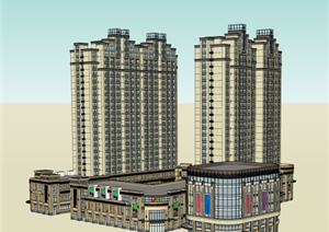 某现代商业住宅建筑设计方案SU(草图大师)模型