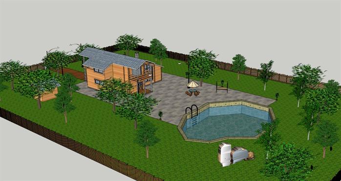 某住宅建筑及庭院景观设计SU模型