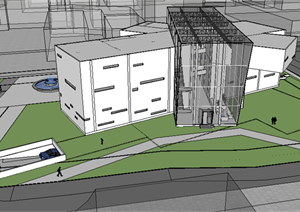 某现代风格博物馆建筑设计SU(草图大师)模型素材2