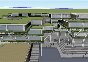 某现代风格博物馆建筑设计SU(草图大师)模型素材4