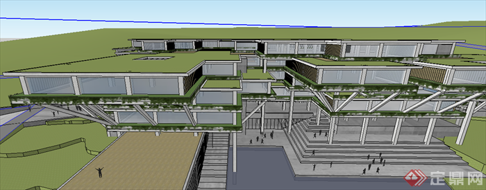 某现代风格博物馆建筑设计SU模型素材4(1)