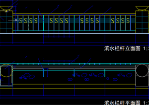 某现代风格园林景观栏杆方案施工图设计CAD图纸