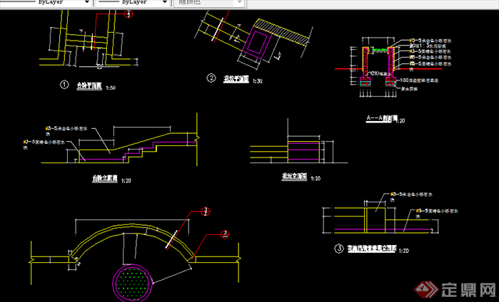 某现代风格园林景观花池施工图设计CAD图纸2(2)
