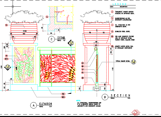 某现代风格园林景观花池方案设计CAD图纸23(1)