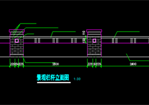 某现代风格园林景观栏杆方案施工图设计CAD图纸2