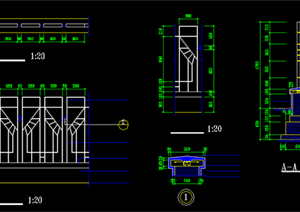 某现代风格园林景观栏杆施工图设计CAD图纸2