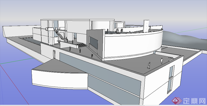 某现代风格博物馆建筑设计SU模型素材31(2)