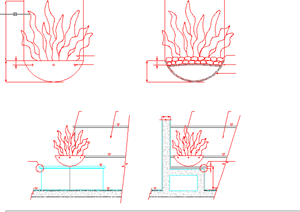 某现代风格园林景观花钵扩初图设计CAD图纸3