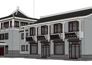 某古典中式风格酒楼餐饮建筑设计SU(草图大师)模型素材2