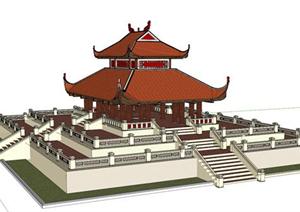 某古典中式风格大殿建筑设计SU(草图大师)模型素材