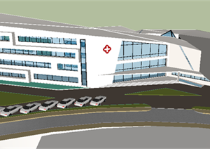 某现代风格医院医疗建筑设计SU(草图大师)模型素材