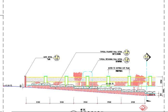景观围墙细部施工大样图1（CAD施工图）(1)