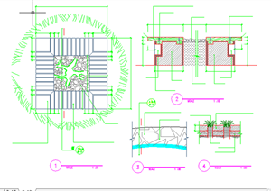 某现代风格园林景观树池扩初图设计CAD图纸2