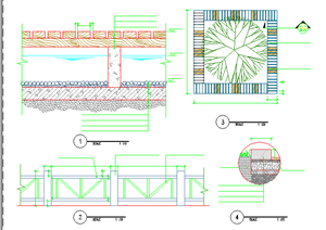 某现代风格园林景观树池扩初图设计CAD图纸3