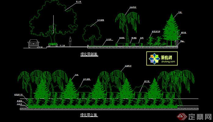 某现代风格园林景观小品绿化带扩初图设计CAD图纸(1)