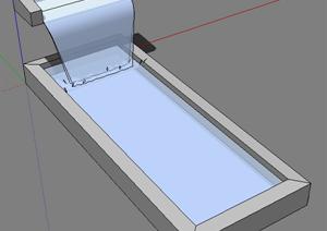 某方形喷水池水景小品设计SU(草图大师)模型素材2