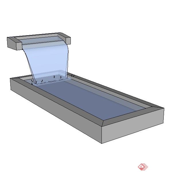 某现代风格园林景观水景喷泉设计SU模型素材3