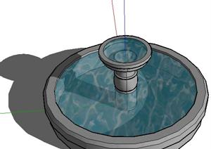 某欧式风格圆形水景喷泉设计SU(草图大师)模型素材5