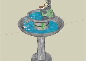 某个欧式跌水景观池喷水池设计SU(草图大师)模型素材