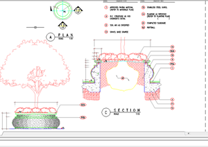 某现代风格园林景观树池扩初图设计CAD图纸14