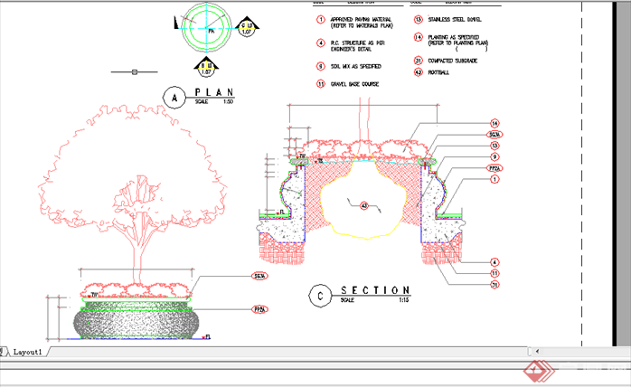 某现代风格园林景观树池扩初图设计CAD图纸15