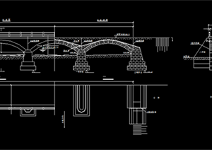 某现代风格园林景观拱桥扩初图设计CAD图纸