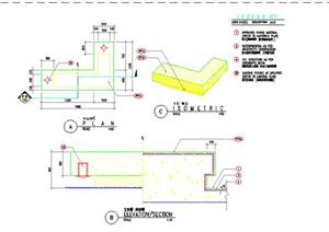 园林坐凳细部施工设计大样图（CAD施工图）