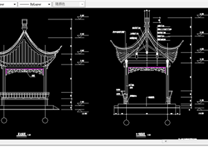 某现代风格园林景观亭子扩初图设计CAD图纸13