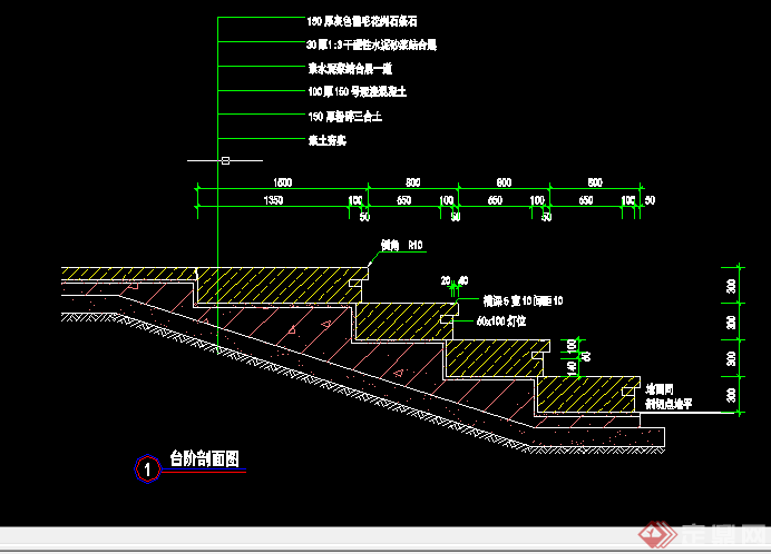 某现代风格园林景观台阶施工图设计CAD图纸10(1)