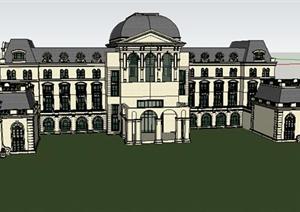 某新古典酒店建筑设计方案SU(草图大师)模型1
