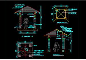 某现代风格园林景观亭子施工图设计CAD图纸34