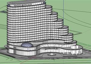 某现代风格宾馆酒店建筑设计SU(草图大师)模型素材57