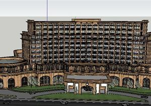 某新古典酒店建筑设计方案SU(草图大师)模型2