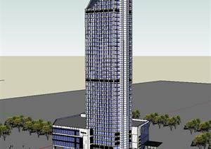 某现代风格宾馆酒店建筑设计SU(草图大师)模型素材100