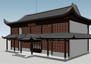 某古典中式风格居住建筑古建筑设计SU(草图大师)模型素材