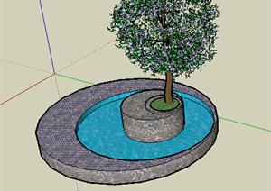 园林景观之水池设计SU(草图大师)模型3